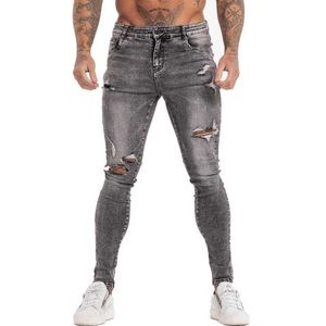 Herrbyxor gingtto jeans mager fit mens byxor denim byxor smala tygklassiska homme nyanlända dropshippfashion hiphop 135 j240510