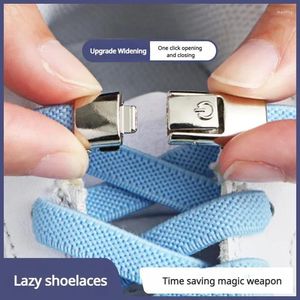 Schuhteile Press Schloss Shoelaces ohne Krawatten Gradientenflats Elastic Schnürsenkel Sneaker Kinder Erwachsene keine Krawatte für Schuhe Accessoires