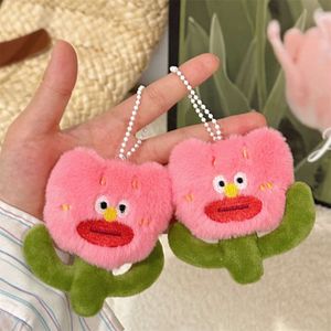 3PCS Cute Flower Plush Doll Keychain Funny Sausage Mouth Design Keychains for Women Bag Pendant Creative Students Gifts Wholesales