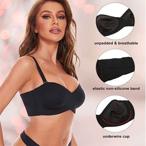 Full Support Non-Slip Bandeau Strapless Push up Plus Size Seamless Bra Underwire Convertible Smoothing Unpadded