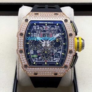 Mechanical Automatic Watch RM Luxury Watches Mills RM11-03 Automatic Machinery 44.5 x 50mm Men's Watch RM 11-03 Rose Gold Original Diamond OHHQ