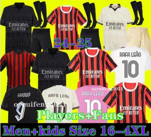 Koche Pulisic Rafa Leao Soccer Jerseys AC 2024 2025 Milans Reijnders Loftus-Cheek Maignan Giroud Shirts Theo Adult Men Kid Kitセット24 25 4番目のユニフォーム666