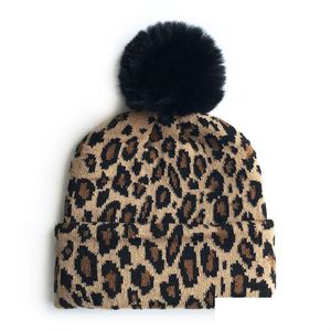 Beanie/Skull Caps Herbst Winter SKL Kids Adt Damen Leopard Strickhut