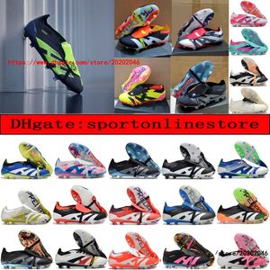 Send With Bag Quality Football Boots 30th Anniversary 24 Elite Tongue Fold Laceless Laces FG Mens Soccer Cleats Comfortable Training Leather Football Shoes kids