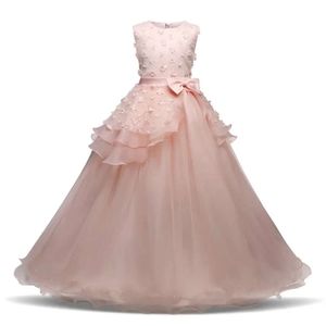 New Flower Girls Dresses for Wedding Appliques Elegant Long Party Princess Dress Children Pageant Birthday Prom Gowns 5-14 Years