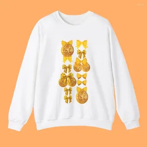 Kadın Hoodies Disko Ball Altın Yay Şerit Sweatshirt Coquette Y2K 90S Ayna Retro Gömlek Tikalı Modaya Modaya Göre Sevimli Kawaii Sevgililer Hediyesi