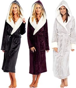 Plush Women Warm Hooded Robe Ladies Casual Flanell Kimono Bath Robes Dressing Gowns Bathrobe Pijama Mujery3 Y2004256254977