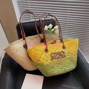 Lady Travel Big Basket Beach Bag Designer Wicker Woven Women Handväskor Casual rotting stor kapacitet Totes Summer Straw Bags