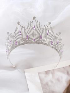 Cabeças de cabeça 1 pavão de tela aberta linhas linhas linhas de shinestone Crystal Crown Party Silver Tiara Wedding Acessórios Show Dress Dress Princess