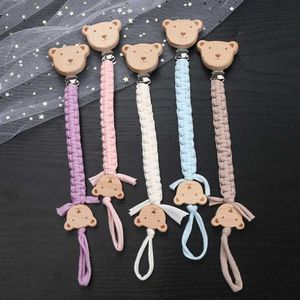 Pacifier Holders Clips# Baby pacifier chain clip wooden animal pacifier pliers crochet cotton rope virtual bracket care toy shower gift d240521