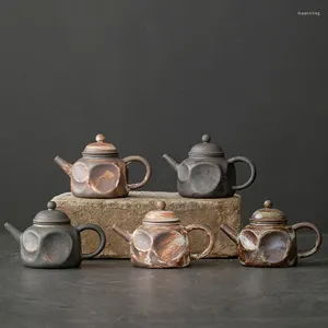 Conjuntos de teaware estilo japonês cerâmica áspera pequena bule de chá vintage Cerâmica de maconha de panela de panela