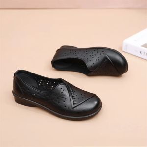 Slip On Shoes For Women Leather Sneakers Ladies Leather Moccasins Women's Loafers Autumn Ballet Flats Woman Shoes Black Loafer