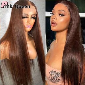 Brown 13x4 Lace Frontal Human Hair Wigs Straight Hair Natural Color Pre plucked Lace Front Wigs With Baby Hair density 150% 16-30inch Brazilian hair