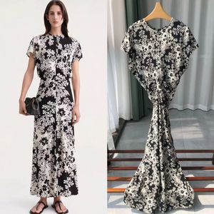 Luxury Dress Summer Designer Woman Party Vintage crew neck short sleeve Black white dress small temperament drop waist printed A-line waist high quality Oversized