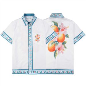 Herrkläder designer knapp-ner skjorta sommaren kort ärm avslappnad tryck casablanca skjorta strandstil andningsbar t-shirt #21
