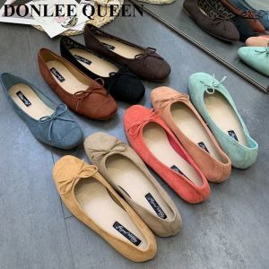 Women Flats Shoes 2023 Spring New Casual Slip On Loafers Soft Ballet Ladies Ballerina Comfort Solid Loafer Female Bow Knot Mujer