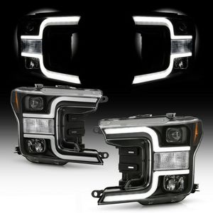 Für 18-20 Ford F150 Black LED Neon Rohr Halo DRL Projector Scheinwerfer LH+RH Lampe