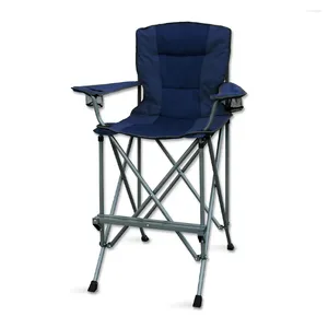 Camp Furniture Folding Chair - Bar Height Director W/Footrest And Carrying Bag For Camping Patio Outdoor Up To 300 Lbs Capacity Navy