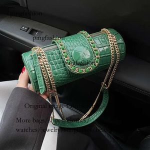 Designer Round Shoulder High Quality Women Chain Crocodile Print Flap PU Leather Solid Color Classics Handbag Crossbody Satchel Ba Ping