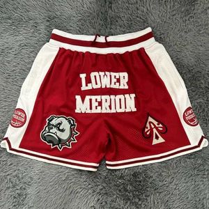 Herren-Shorts Basketball Shorts Übergroße Herren Low Merion High School Sticked Bryant Streetstyle Hip-Hop-Taschensport-Training J240510