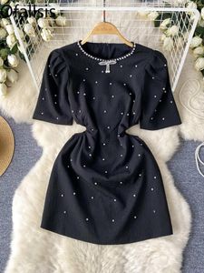 Party Dresses Ofallsis Black Gentle Style Birthday Dress High End 2024 Summer Elegant Diamond O Neck Puff Sleeves Hollow Out