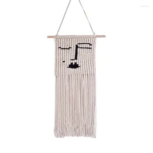 Tapestries Portrait Face Handwoven Cotton Rope Macrames Tassels Tapestrys Wall Hangings