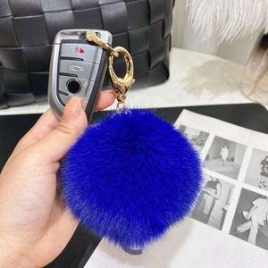 3pcs 9cm Real Fox Pelball -Ballschlüsselketten für Frauen Mädchen weiche Plüsch Pompom Anhänger Schlüsseldosketten Ringe Keyring Halter Charm Bag Geschenke