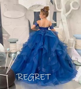 Яговый синий цветочный девушек платья для свадебных брелок для спагетти