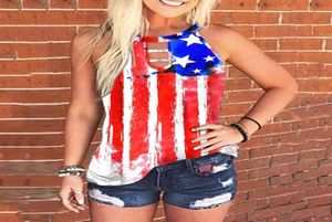 Women039S دبابات Camis Womens Summer Tank American Flag Print Obless أعلى القمصان غير الرسمية استقلالها يوم الاستقلال Pullover Tees Wome5141084