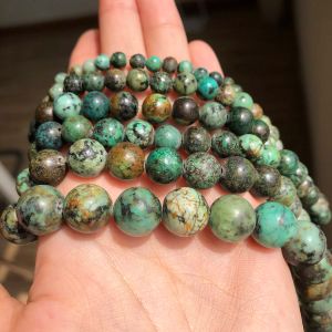 Natural Stone African Turquoises Round Loose Beads 15'' 2 3 4 6 8 10 12mm For Jewelry Making DIY Bracelet Necklace Accessories