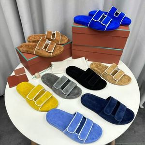 Top designer sandals flat slippers Leather slides mens womens velcro shoes summer beach slipper outdoor slide slipper luxury sandle upgrade quality flip flops