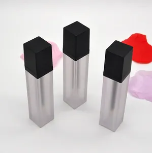 Storage Bottles 2024 100pcs 7ml Frosted Lip Gloss Bottle With Black Cap Empty Square Tube Portable DIY Lipgloss Packing