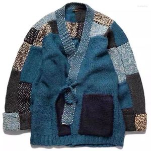 Men's Sweaters Kapital American Retro Knitted Cardigan Robe Kimono Patchwork Sweater Hirata Kazuhiro Ethnic Style