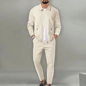 Spring and autunno da uomo set a colori solidi casual abbigliamento da uomo con cerniera sports sports set di abbigliamento da strada oversize di oversize 240515