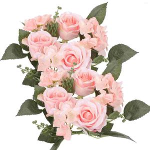 Flores decorativas 2 PCs Candlestick Garland Wedding Party Decoration Flower Pieces Tabels Decorações Banquetes de pano