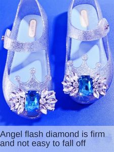 Princess Crystal Jelly Shoes for Girls - Sandálias para crianças com salto alto das crianças 240521