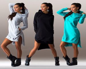 2017年の新しい女性ドレス不規則なロングリーブドレスフード付きセーターコットンコットンロングスリーブファッションカジュアルスタイルlyq0058071666