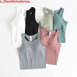 LL Racerback Yoga Tops Lu Женщины Fiess без рукавов летние дышащие спортивные рубашки Cami стройные ребристые жилеты для тренажерный зал встроенный в Bra Top