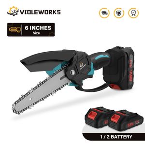 1500W 6 Inch 88VF Electric Mini Chain Saw 0/1/2PCS Battery Woodworking Tool One-handed Saw for 18V Battery EU Plug