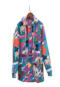 Harajuku japanska ukiyo e färgglada lapptäckningsjacka män hiphop borttagbar hoodie manlig streetwear windbreaker graffiti coat a9111 t2903021