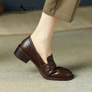 3 cm skórzane buty kobiety niskie obcasy pompki jesienne buty z Oxford Buty retro obcasowe