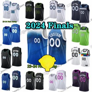 2024 finais camisas de basquete impressas 11 Naz Reid 27 Rudy Gobert 32 Cidades de Karl-Anthony Mike Conley Jaden McDaniels Wendell Moore Jr.
