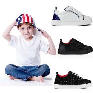 2024S Casual Shoes Kid Shoe Multi Funnyo Leather Low Top Sneaker Girls Teens Platform Orlato Lace Up Sports Skate White Leathers Storlek 25-35EU