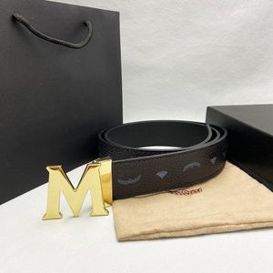 Luxury MC leather belt top fashion designer belt men's classic business leisure belt women's metal buckle belt width 3.8cm