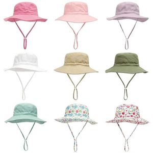 CAPS HATS SOMMER BABY SUN HAT FÖR GIRLER OCH POYS Outdoor Neck Ear Cover Anti UV Kids Beach Bucket Cap 0-8 år D240521