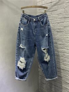 Pulsante vintage per jeans femminile per donne tasche sciolte autunnali elastico pantaloni a gamba larga in denim pantaloni da streetwear giapponese g187