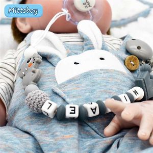 Pacifier Holders Clips# Hot selling custom name Handmade pacifier clip holder silicone dinosaur pacifier chain baby tooth chain gift d240521