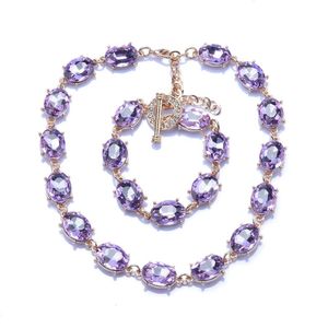 Chokers Purple Champagne Blue Oval Crystal Statement Choker Necklace Women Indian Luxury Square Glass Large Collar Girls Drop Delive Dhhqt