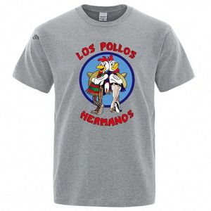 Los POLLOS Hermanos Funny Printed T-Shirt Men Fi Casual Short Sleeves Summer Cott Breathable Tshirt Chicken Brothers Tee 1148# 72