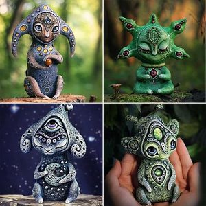 1pc Fantasyland Creatures Три глаза инопланетные скульптурные ремесла украшения открытый внутренний двор сад домашний декор статуя 240520